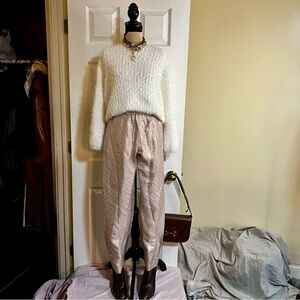 Women’s La Perla Silk Blend Scallop Print Champagne Metallic Dress Pants S